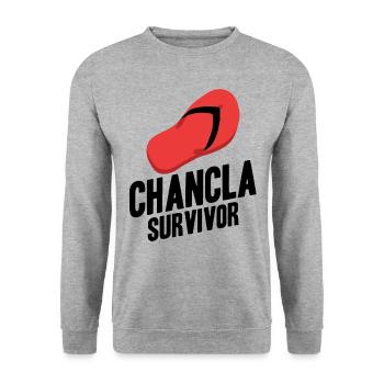 Chancla Survivor Spanish Mexican La - Unisex Sweatshirt - salt & pepper - Front - Alina (178cm) & Michal (187cm)