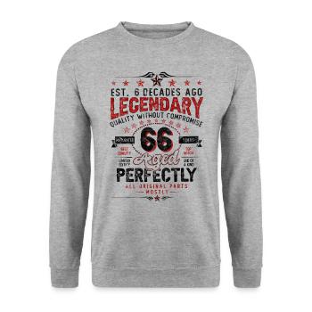 Vintage Legendary - Aged perfectly 66th birthday - Unisex Sweatshirt - salt & pepper - Front - Alina (178cm) & Michal (187cm)