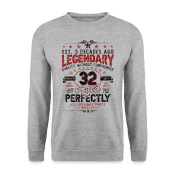 Vintage Légendaire - Vieilli parfaitement 32ème anniversaire - Sweat-shirt Unisexe - gris chiné - Devant - Alina (178cm) & Michal (187cm)