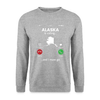 alaska is calling, alaska - Unisex Sweatshirt - salt & pepper - Front - Alina (178cm) & Michal (187cm)