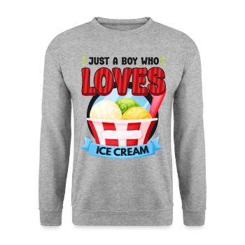 Ice Cream Boy Just A Boy Who Loves - Unisex Pullover - Weißgrau meliert - Vorne - Alina (178cm) & Michal (187cm)