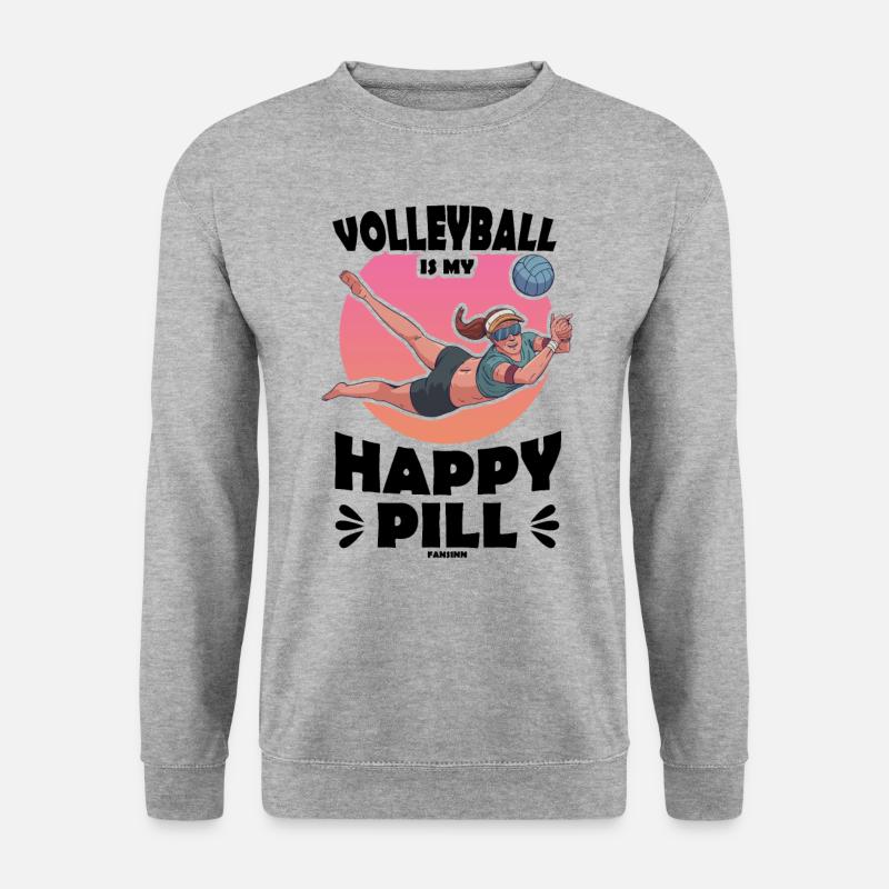 Volleyball Beachvolleyball Geschenk Strand - Unisex Pullover - Weißgrau meliert