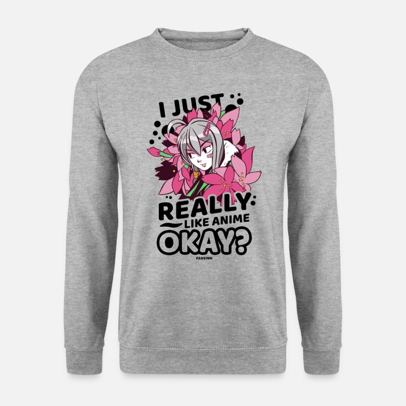 I Love Anime - Unisex Pullover - Weißgrau meliert