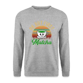 but first matcha matcha - Unisex Sweatshirt - salt & pepper - Front - Alina (178cm) & Michal (187cm)