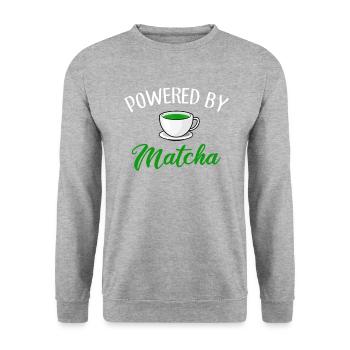 powered by matcha, matcha - Unisex Sweatshirt - salt & pepper - Front - Alina (178cm) & Michal (187cm)