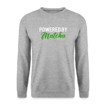 powered by matcha, matcha - Unisex Sweatshirt - salt & pepper - Front - Alina (178cm) & Michal (187cm)