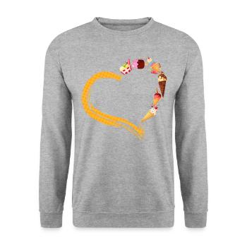 Ice Cream Heart Cone Popsicle - Unisex Pullover - Weißgrau meliert - Vorne - Alina (178cm) & Michal (187cm)