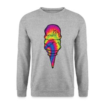 Cône de teinture de cravate à la crème glacée - Sweat-shirt Unisexe - gris chiné - Devant - Alina (178cm) & Michal (187cm)