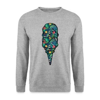 Crème glacée Fleur florale tropicale - Sweat-shirt Unisexe - gris chiné - Devant - Alina (178cm) & Michal (187cm)