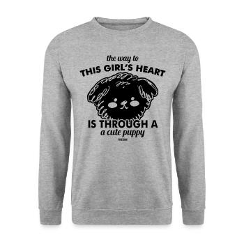 Chien Lady Girl Love Gift - Sweat-shirt Unisexe - gris chiné - Devant - Alina (178cm) & Michal (187cm)