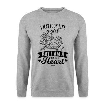 Je peux ressembler à une fille mais je suis une sirène dans l’âme - Sweat-shirt Unisexe - gris chiné - Devant - Alina (178cm) & Michal (187cm)