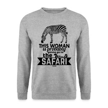 Zebra Adventure Safari Woman Holiday - Unisex Sweatshirt - salt & pepper - Front - Alina (178cm) & Michal (187cm)