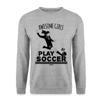 Incredible girls play football - Unisex Sweatshirt - salt & pepper - Front - Alina (178cm) & Michal (187cm)