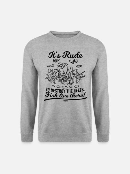 zerstör keine Riffe Fische leben dort - Unisex Pullover - Weißgrau meliert
