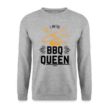 Mama grillen kochen Königin Geschenk - Unisex Pullover - Weißgrau meliert - Vorne - Alina (178cm) & Michal (187cm)
