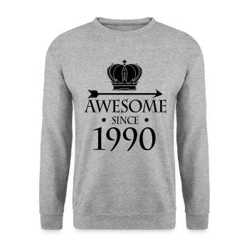 Born in 1990 - Fantastic since 1990 - Unisex Sweatshirt - salt & pepper - Front - Alina (178cm) & Michal (187cm)