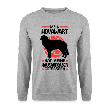 Hovawart hat meine Hausaufgaben gefressen - Unisex Pullover - Weißgrau meliert - Vorne - Alina (178cm) & Michal (187cm)