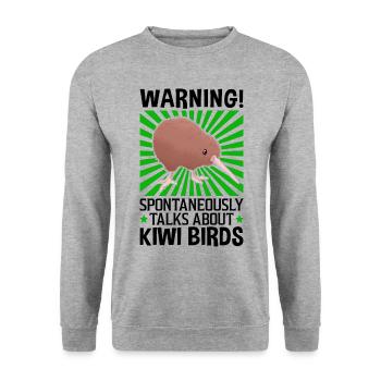 Parle spontanément de Kiwi Bird New Zealand - Sweat-shirt Unisexe - gris chiné - Devant - Alina (178cm) & Michal (187cm)