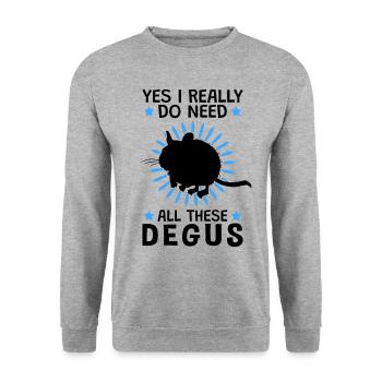 Yes I need all this Degus rodent Chile - Unisex Sweatshirt - salt & pepper - Front - Alina (178cm) & Michal (187cm)