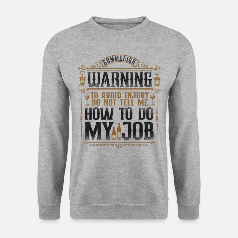 Sommelier Wine Drinking Tasting - Unisex Pullover - Weißgrau meliert