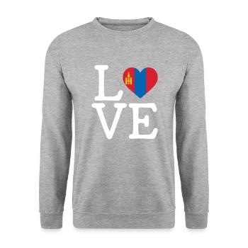 I love Mongolia, Mongolian flag mongolia - Unisex Sweatshirt - salt & pepper - Front - Alina (178cm) & Michal (187cm)