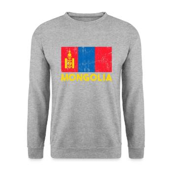 Mongolia, Mongolian flag mongolia - Unisex Sweatshirt - salt & pepper - Front - Alina (178cm) & Michal (187cm)