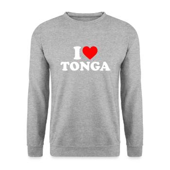 i love tonga, polynesian tonga - Unisex Sweatshirt - salt & pepper - Front - Alina (178cm) & Michal (187cm)