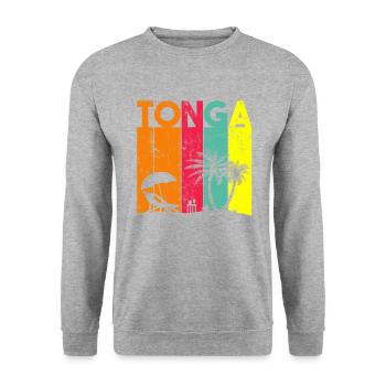 tonga, vintage polynesian tonga - Unisex Sweatshirt - salt & pepper - Front - Alina (178cm) & Michal (187cm)
