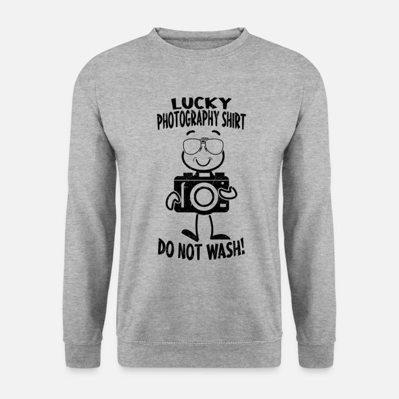 Kamerafotograf Lucky Photography - Unisex Pullover - Weißgrau meliert