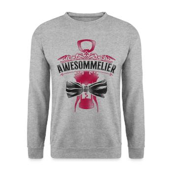 Dégustation de vin de sommelier - Sweat-shirt Unisexe - gris chiné - Devant - Alina (178cm) & Michal (187cm)