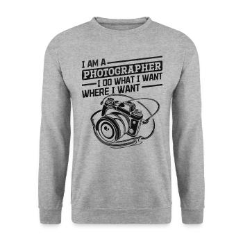 I am a photographer I do what I want - - Unisex Sweatshirt - salt & pepper - Front - Alina (178cm) & Michal (187cm)