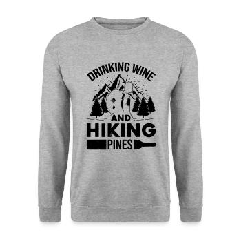 Drinking Wine And Hiking Pines Mountaineering Hike - Unisex Pullover - Weißgrau meliert - Vorne - Alina (178cm) & Michal (187cm)