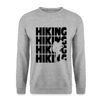 Retro Graphic Hiking Hiker Mountaineering Trekking - Unisex Pullover - Weißgrau meliert - Vorne - Alina (178cm) & Michal (187cm)
