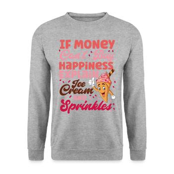 Ice Cream Cone If Money Can't Buy - Unisex Pullover - Weißgrau meliert - Vorne - Alina (178cm) & Michal (187cm)