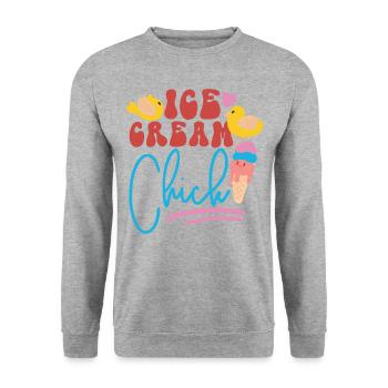 Ice Cream Chicken Cone Ice Cream - Unisex Pullover - Weißgrau meliert - Vorne - Alina (178cm) & Michal (187cm)