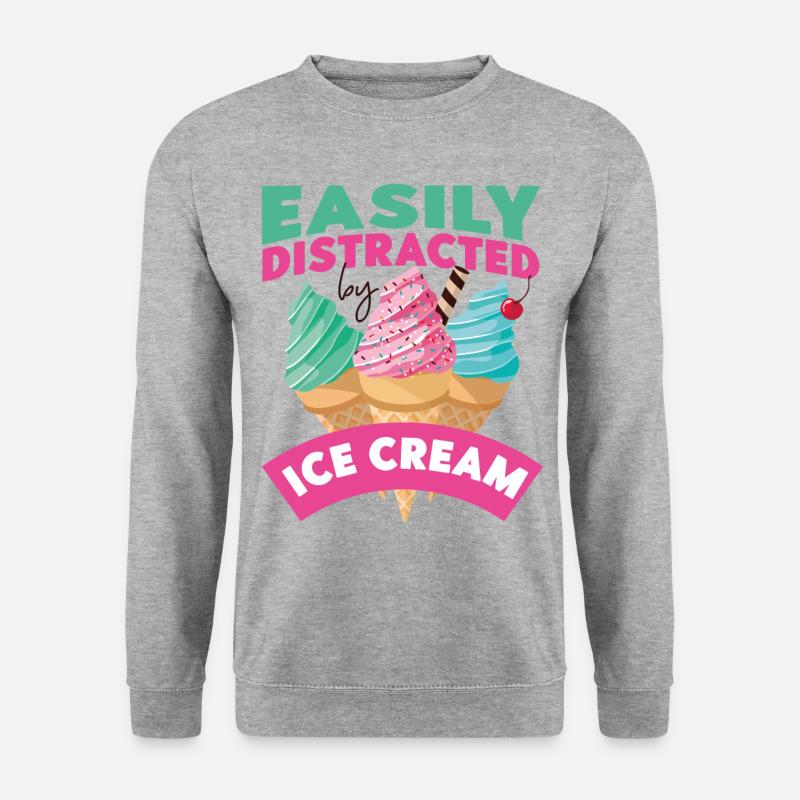 Ice Cream Cone Easily Distracted - Unisex Pullover - Weißgrau meliert