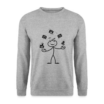 Photography Camera Photo Stick Figure Photographer - Unisex Sweatshirt - salt & pepper - Front - Alina (178cm) & Michal (187cm)