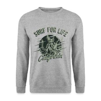 Surfen - Unisex Pullover - Weißgrau meliert - Vorne - Alina (178cm) & Michal (187cm)