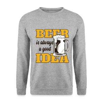 Beer - Unisex Sweatshirt - salt & pepper - Front - Alina (178cm) & Michal (187cm)