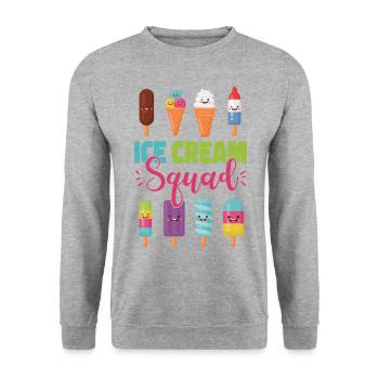 Ice Cream Team Cone Popsicle Ice - Unisex Pullover - Weißgrau meliert - Vorne - Alina (178cm) & Michal (187cm)