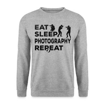 Camera Photographer Food Sleep Photography Lovers - Unisex Sweatshirt - salt & pepper - Front - Alina (178cm) & Michal (187cm)