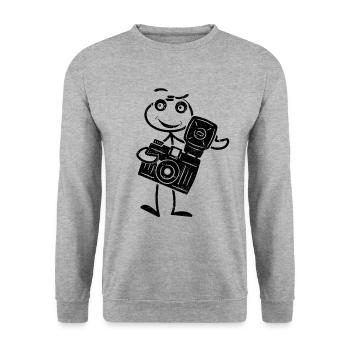 Photography Stick Figure Photo Camera Photographer - Unisex Sweatshirt - salt & pepper - Front - Alina (178cm) & Michal (187cm)