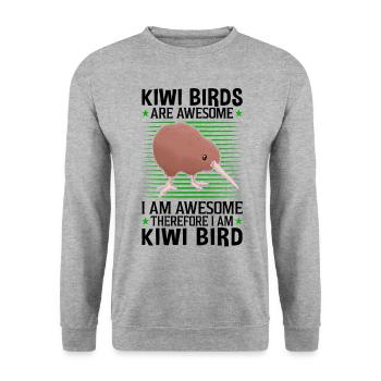 L’oiseau kiwi est un oiseau fantastique de Nouvelle-Zélande - Sweat-shirt Unisexe - gris chiné - Devant - Alina (178cm) & Michal (187cm)