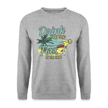 Vacay Mode Sonnenbrille und Ananas für den Urlaub - Unisex Pullover - Weißgrau meliert - Vorne - Alina (178cm) & Michal (187cm)