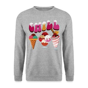 Ice Cream Cone Chill - Unisex Pullover - Weißgrau meliert - Vorne - Alina (178cm) & Michal (187cm)