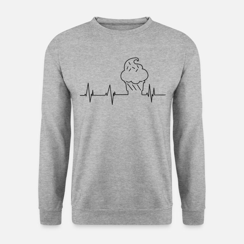 Ice Cream Heartbeat Cone Sundae - Unisex Pullover - Weißgrau meliert