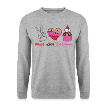 Cône de crème glacée Peace Love Ice - Sweat-shirt Unisexe - gris chiné - Devant - Alina (178cm) & Michal (187cm)