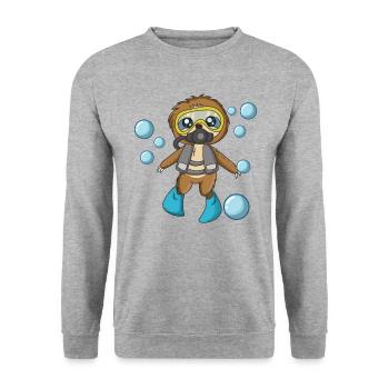 Scuba Diving Sloth Lazy Animal Diving I Gift - Unisex Sweatshirt - salt & pepper - Front - Alina (178cm) & Michal (187cm)