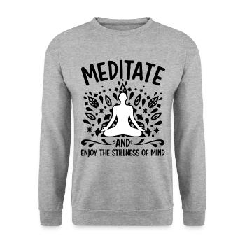 Meditate Enjoy The Stillness Of Mind Meditating Sp - Unisex Pullover - Weißgrau meliert - Vorne - Alina (178cm) & Michal (187cm)