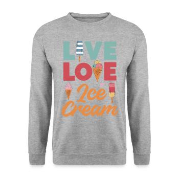 Ice Cream Cone Popsicle Live Love - Unisex Pullover - Weißgrau meliert - Vorne - Alina (178cm) & Michal (187cm)